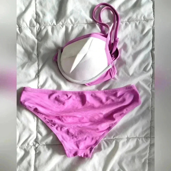 Le Redoute Electric Pink Bikini Swimsuit Top Size 36 Bottom Size 6 - Picture 7 of 7